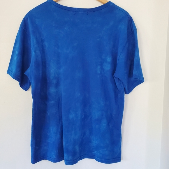 GUAVA BEACH Women M Kona Hawaii Royal Blue Silver Floral Tie Dye T Shirt SS EUC - Picture 10 of 11